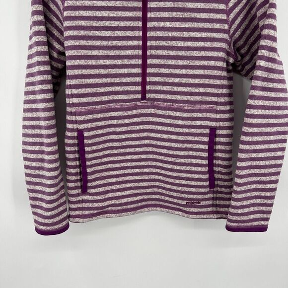 PATAGONIA Women's Purple White Striped Knit Half Zip Better Sweater Size Medium - Picture 4 of 6